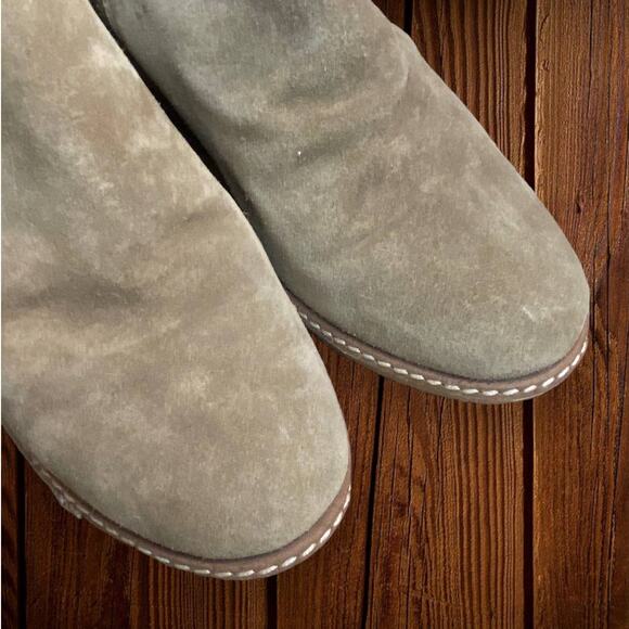 J. Crew Genuine Suede Cream Beige Double Zipper Wedge Boots Size 9 - Picture 4 of 9